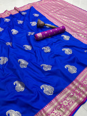 Beautiful Pure Banarasi Silk With Golden Zari Weaving Saree