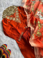 Beautiful Roman Silk With Embroidery Sequence Work Dress