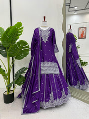 Elegant Ethnic Wear Chinon Silk Thread With Sequence Work Lehenga
