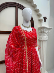 Elegant Ethnic Georgette Digital Printed Gottapatti Work Gown