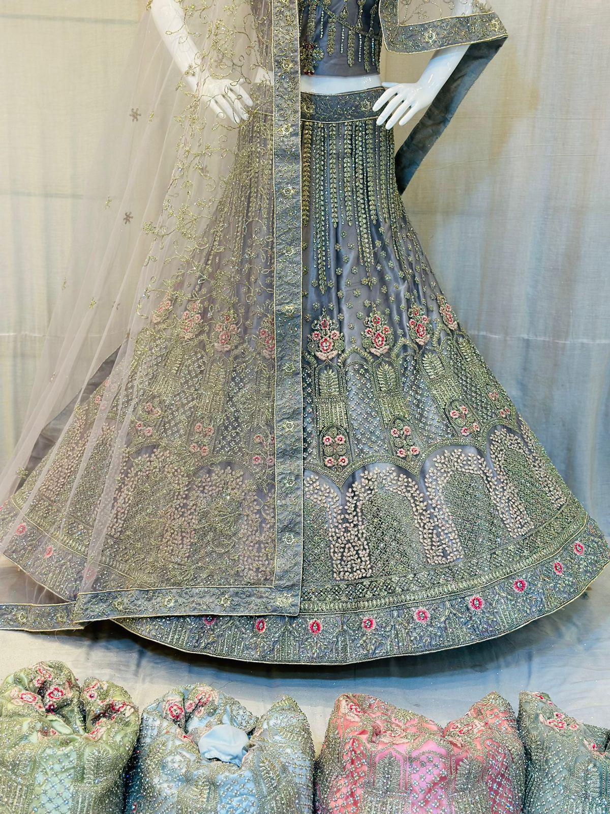 Heavy Multi Work Zarkan Work Bridal Lehenga Choli
