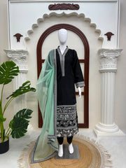 Elegant Premium Glass Fabric Thread Work Salwar Suit