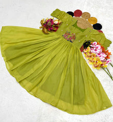 Beautiful Stylish Soft Kota Checks With Handwork Gown