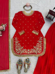 Elegant Ethnic Georgette Thread & Sequence Work Sharara Set