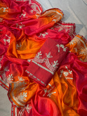 Beautiful Trending Chinon Digital Peding Saree