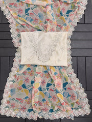 Beautiful Premium Georgette Digital Printed Embroidery Codding Sequence Work Saree