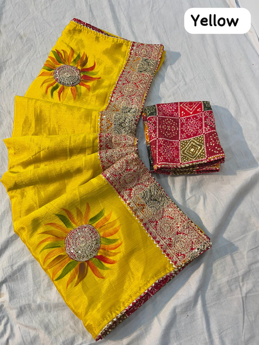 Beautiful Soft Chinon Silk With Sequence Butta In All Over Saree