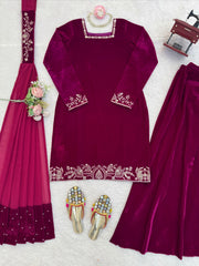 Elegant Ethnic Winter Special Thread & Sequence Work Suit