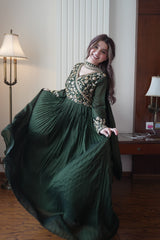 Festive Special Blooming Vichitra Silk Beads & Sequence Embroidery Work Gown