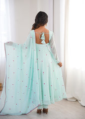 Beautiful Georgette Designer Embroidery With Thread Work Anarkali Gown
