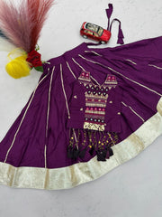 Navratri Special Mirror Handwork & Ribbon Work Lehenga With Stitched Choli