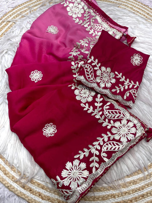 Beautiful Blooming Chocolate Padding Saree