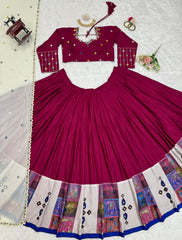 Beautiful Reyon Digital Printed With Real Mirror Work Lehenga Choli