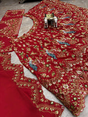 Wedding Special Red Colour Sequence Embroidery Work Lehenga Choli