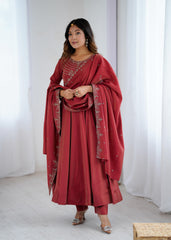 Festival Special Roman Shimmer Chanderi Silk Anarkali Gown