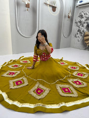 Navratri Special Pure Cotton Mirror Handwork Lehenga With Top