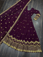 Party-wear Designer Blooming Georgette Gown