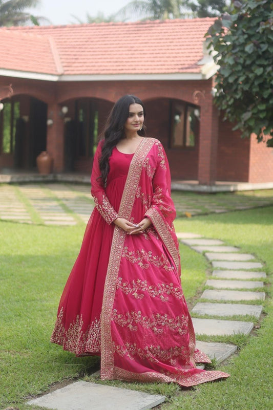 Attractive Sequence Embroidery Work Gown