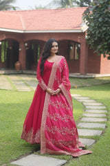 Attractive Sequence Embroidery Work Gown