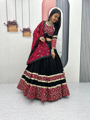 Navratri Special Pure Cotton Embroidery Thread & Sequence Real Mirror Work Lehenga Choli