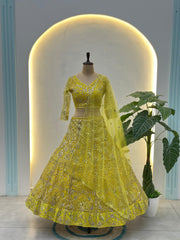 Royal Butterfly Net Sequence & Coding Embroidery Work Lehenga Choli