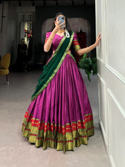 Beautiful Traditional Poly Cotton Zari Weaving Work Lehenga Choli