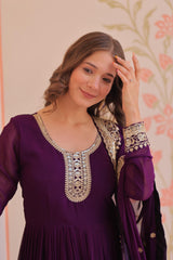 Beautiful Partywear Blooming Georgette With Zari & Sequins Embroidery Work Gown