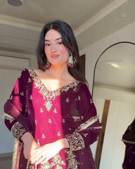 Party-wear Georgette Designer Sharara Suit