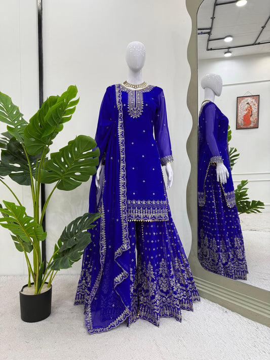 Party-wear Georgette Thread With Sequence Work Sharara