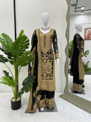 Elegant Georgette Chine-stitch Work Pakistani Suit
