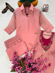 Beautiful Crunchy Silk Kurti Koti & Palazzo Set