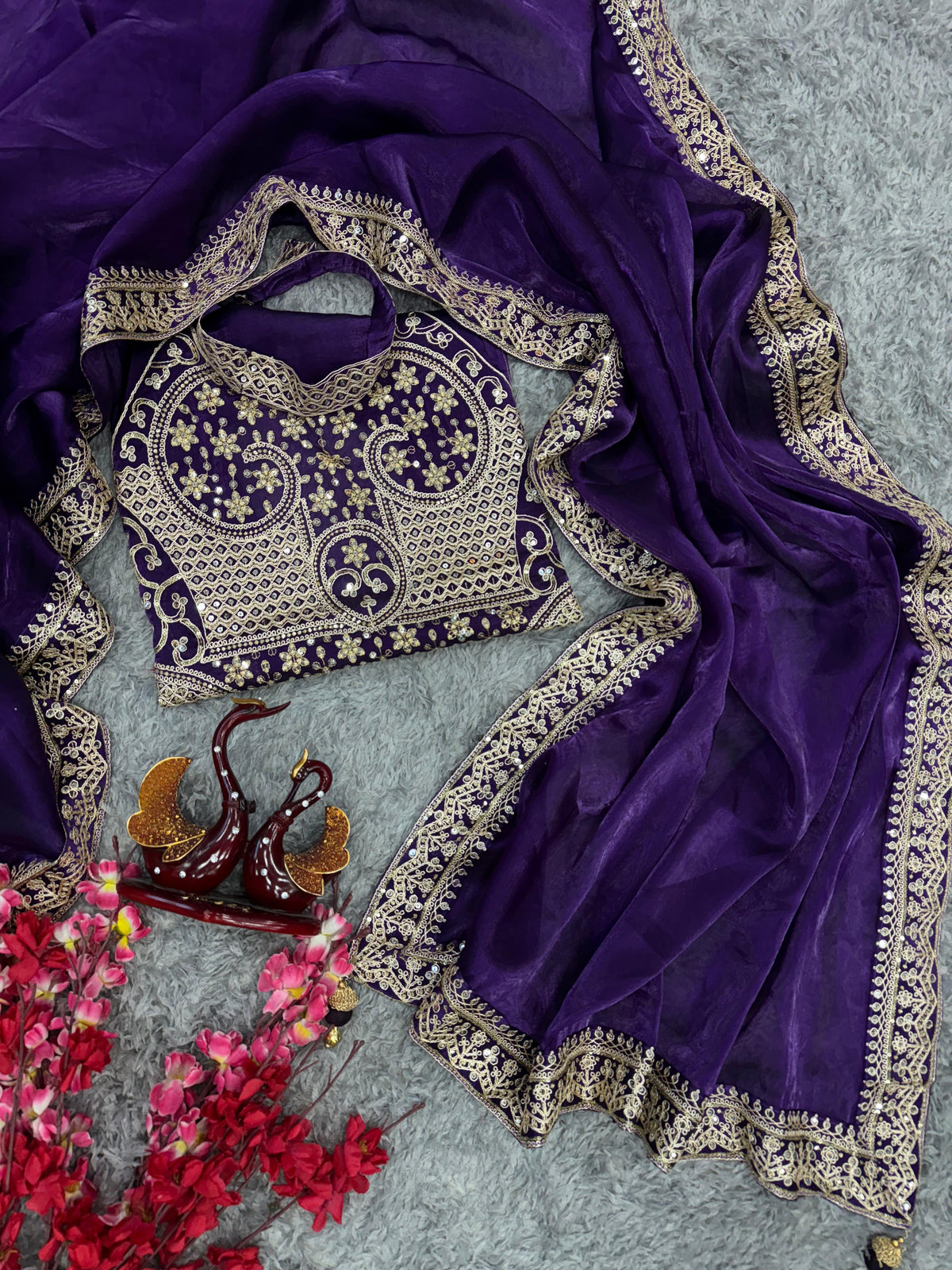 Bollywood Celebrity Jimmy Choo Sequence Work Saree
