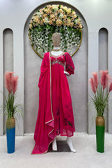 Beautiful Designer Georgette Digital Print With Thread & Sequence Work Gown