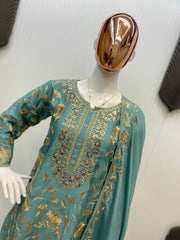 Beautiful Party-wear Chinon Silk Sequence Embroidery Work Sharara