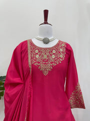 Party-wear Beautiful Chinon Silk Thread With Sequence Work Lehenga With Top