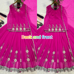 Beautiful Bollywood Inspired Georgette Original Hand Mirror Work Lehenga With Top