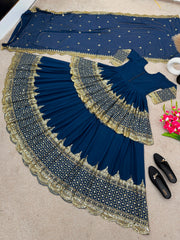 Elegant Designer Georgette Embroidery Work Sarara Set
