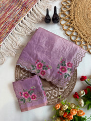 Beautiful Fendy Silk Satin Zarkhan Diamond With Flower Printed Saree