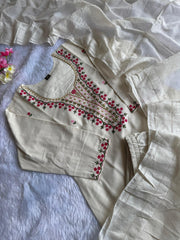 Beautiful Daily Wear Khadi Cotton With  Embroidery Work Dress