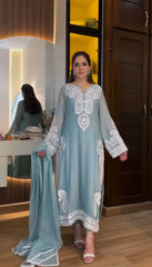 Beautiful Nylon Organza Silk With Embroidery Work Suit
