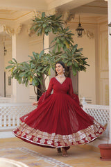 Beautiful Blooming With Sequence  & Embroidery Work Gown