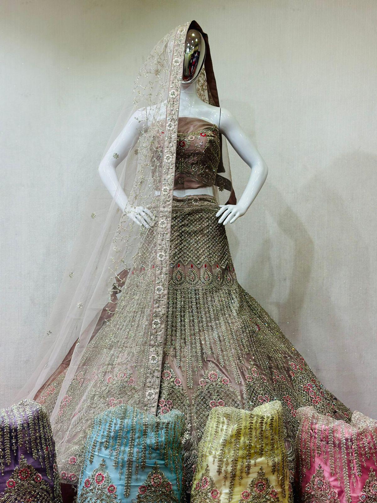 Heavy Multi Work Zarkan Work Bridal Lehenga Choli