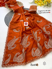 Trending Soft Pita Aari-Tari Gotapati Work Saree