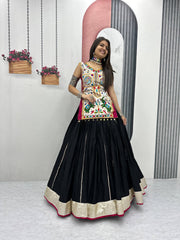 Navratri Special Gamathi Work With Real Mirror Work Lehenga With Stitched Blouse