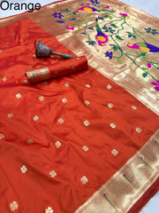 Beautiful Pure Kanchivaram Paithani Silk Zari Weaving Saree