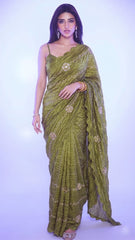 Party-wear Gold Crush Beats Sequence Work Saree