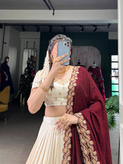 Beautiful Traditional Vichitra Silk Zari Weaving Work Lehenga Choli