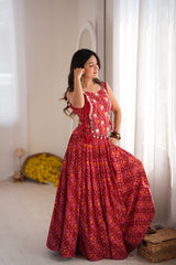 Navratri Special Rayon Digital Printed Lehenga Choli With Koti