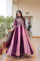 Festival Special Georgette Sequence & Thread Embroidery Work Long Gown