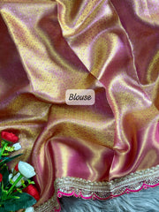 Beautiful Soft Golden Banarsi Handloom Tissue Silk Saree